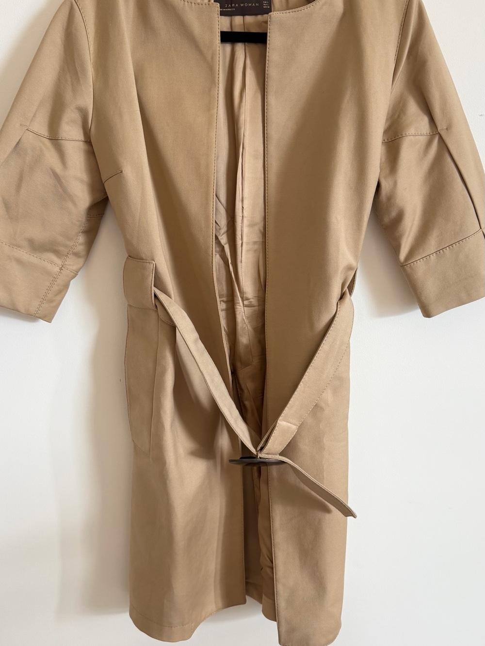 Zara Beige Trench Coat with Self-Tie Belt